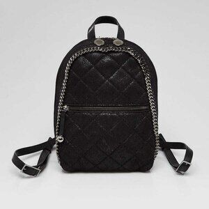 Stella McCartney Black Quilted Faux Leather Falabella Mini Backpack